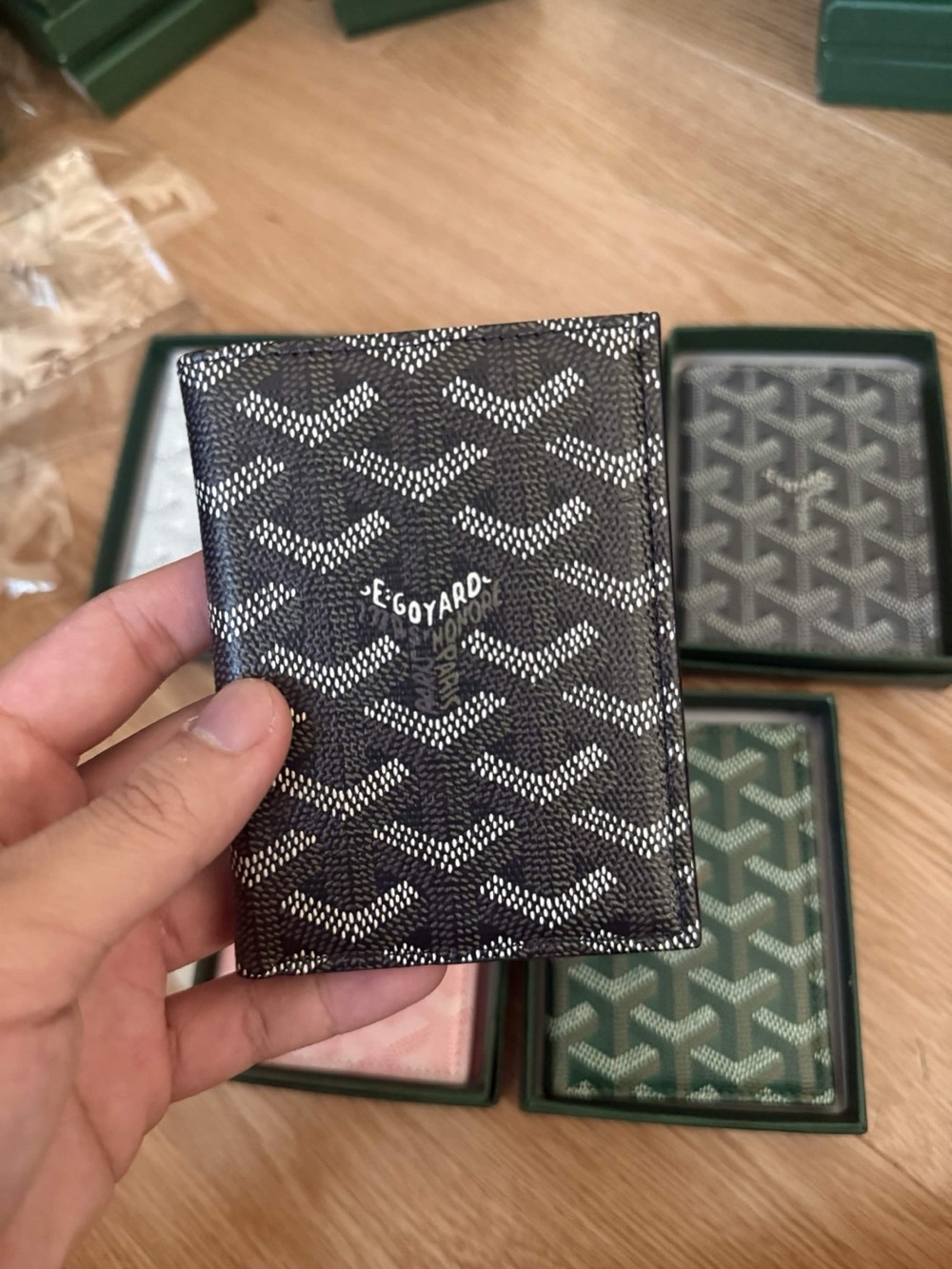 Goyard Black & White Chevron Card Holder